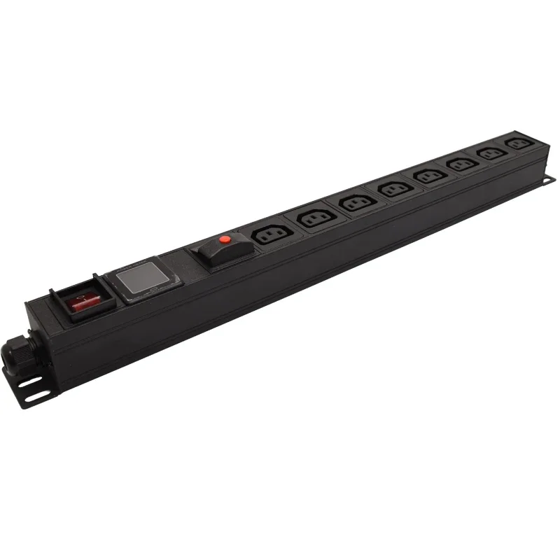 

PDU Power Strip Network Cabinet Rack 16A Electric 8 Unit C13 Outlet with switch Ammeter display SPD Socket