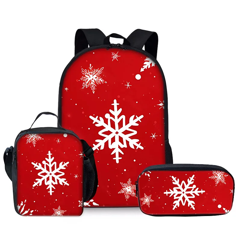 الكرتون شعبية الجدة عيد الميلاد 3D طباعة 3 قطعة/المجموعة طالب الحقائب المدرسية كمبيوتر محمول Daypack حقيبة الظهر Crossbody الغداء حقيبة مقلمة #4