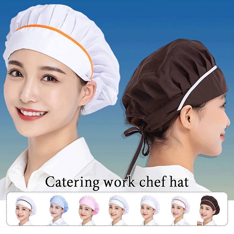 Gorro de Chef de 2 piezas para hombre y mujer, gorro elástico a prueba de polvo para cocinar, Catering, cocina, Hotel, panadería, trabajo, uniforme de restaurante