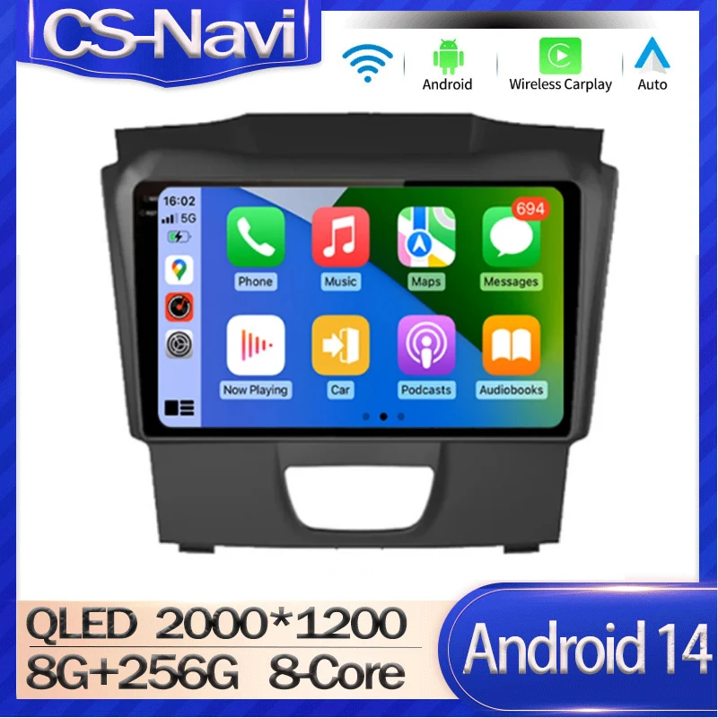 Android 14 Car Radio  IPS DSP 9 Inch Touch Screen GPS Navigation Multimedia Player For Isuzu DMAX 2015-2019 QLED Sreen Carplay