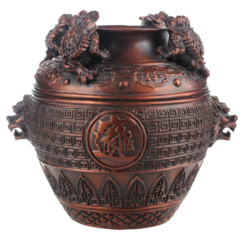 Copper Gold Toad Treasure Bowl Four Sides of The Wealth Altar Ornaments Money Jar Living Room Home Store Opening Crafts