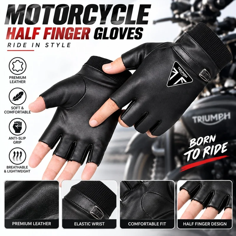 Guantes de cuero para motocicleta, guantes cálidos, guantes cortavientos, guantes de motocross, accesorios personalizados para motocicletas TRIUMPH.