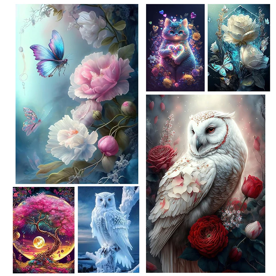 

2024 New Diamond Embroidery Owl Flower Full Square Diamond Painting Animal Picture Of Rhinestone Sale Mosaic Tree Decor Gift