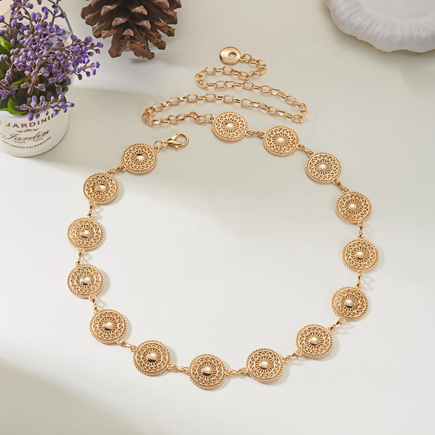 Retro popular waist chain women's metal versatile decoration Bohemian style American belt