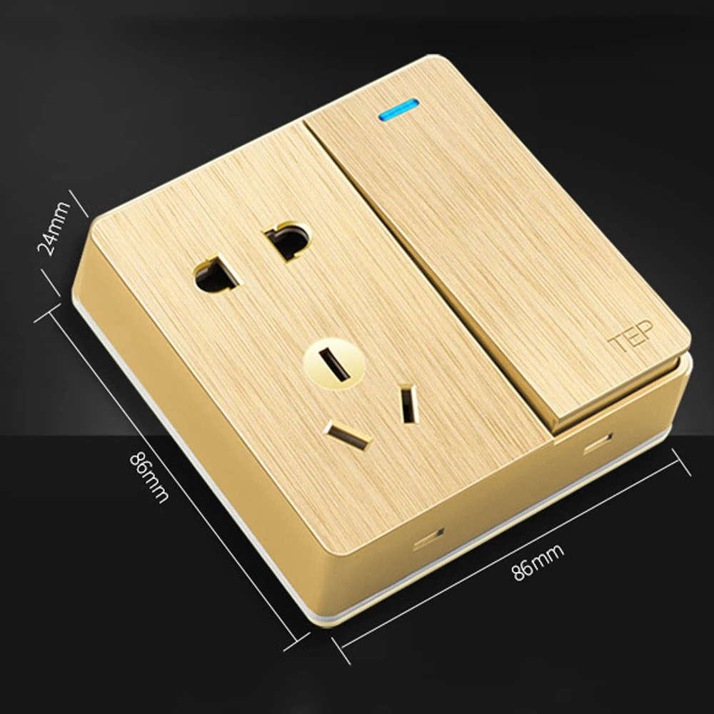 TEP Open Switch and Socket Brushed Panel Multi Hole Ultra-Thin 86 Type Wall Exposed Box Household Two, Three, Three Sockets