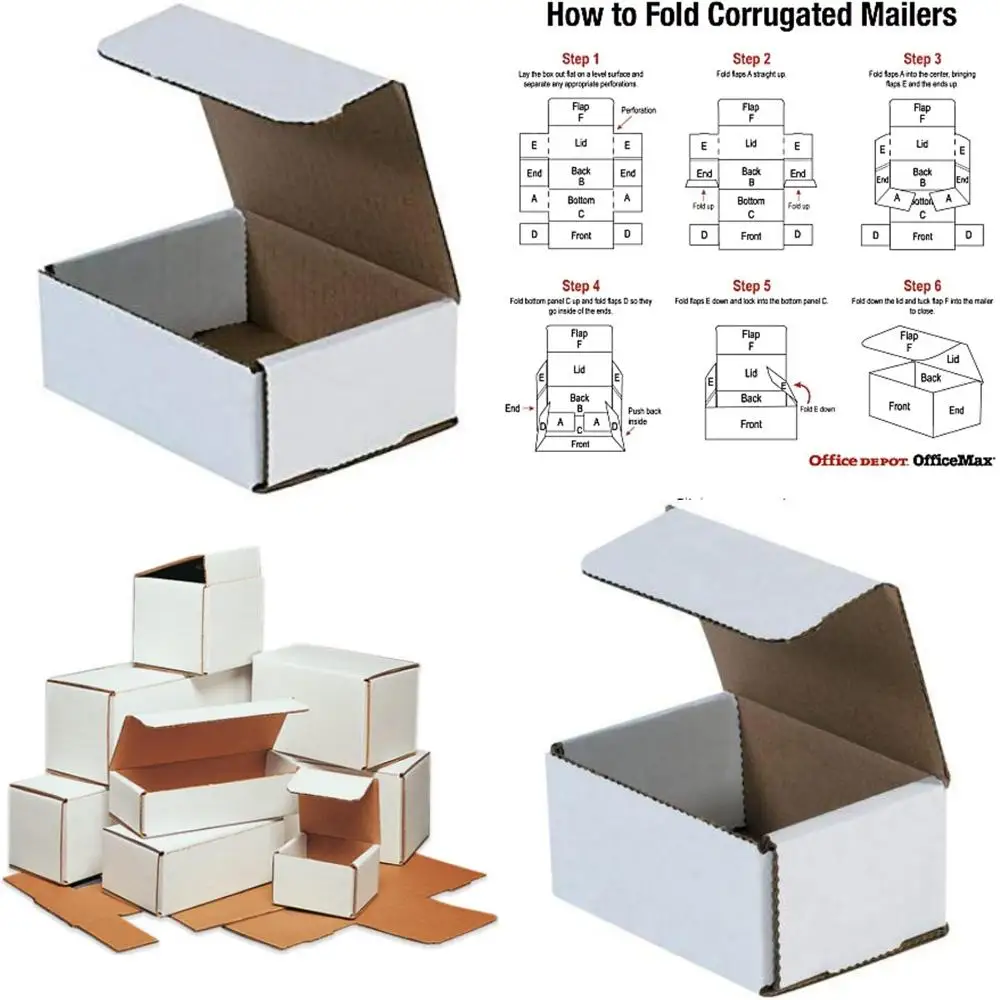 Foldable Corrugated Cardboard Mailers 5x4x2 - White Shipping Boxes for Secure Packaging, Mailing, Moving, Storage, and Organizat