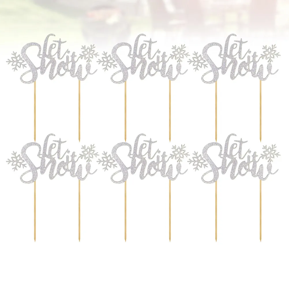 6Pcs Cake Decoration Let It Snow Paper Cake Picks for Christmas Party Cupcake Decor Dessert Table Decorative Supplies view 6
