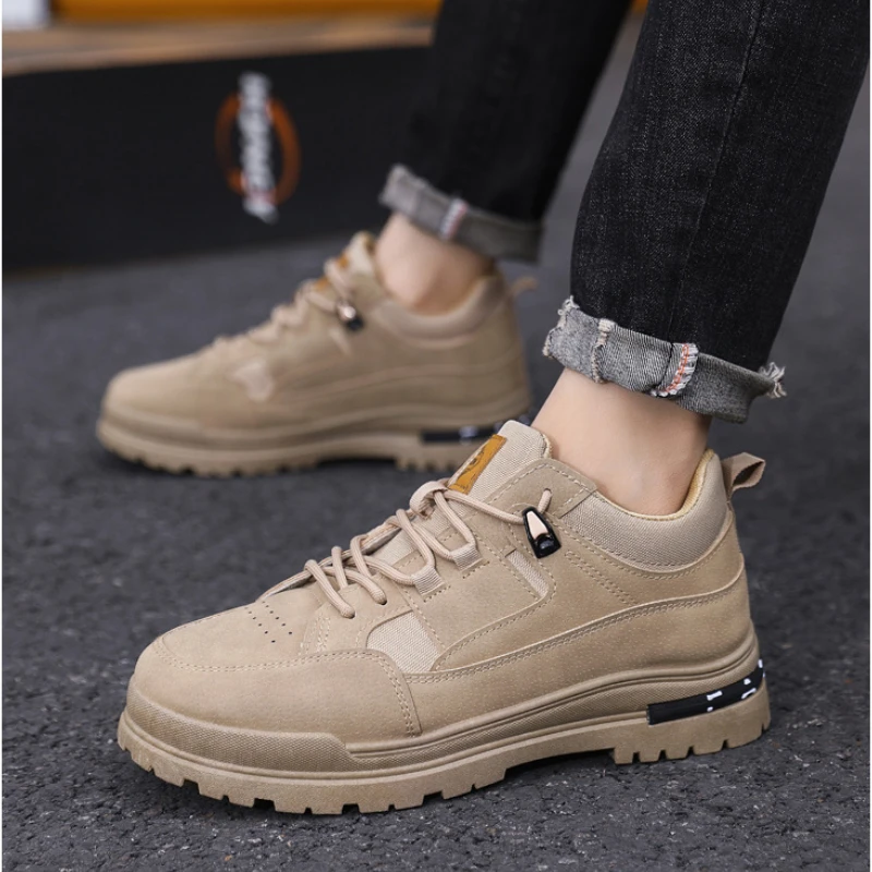 Men's Sneakers High Top 2024 New Autumn/winter British Trendy Workwear Casual Shoes Thick Soled Lace Up Anti Slip Comfort Shoes