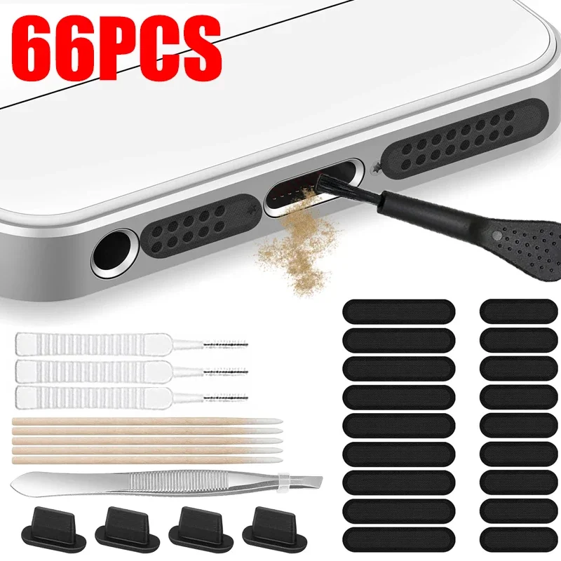 Universal Mobile Phone Dustproof Protector Self Adhesive Cover Stickers Anti-dust Plugs Cellphone Cleaning Brush Cleaner Kit