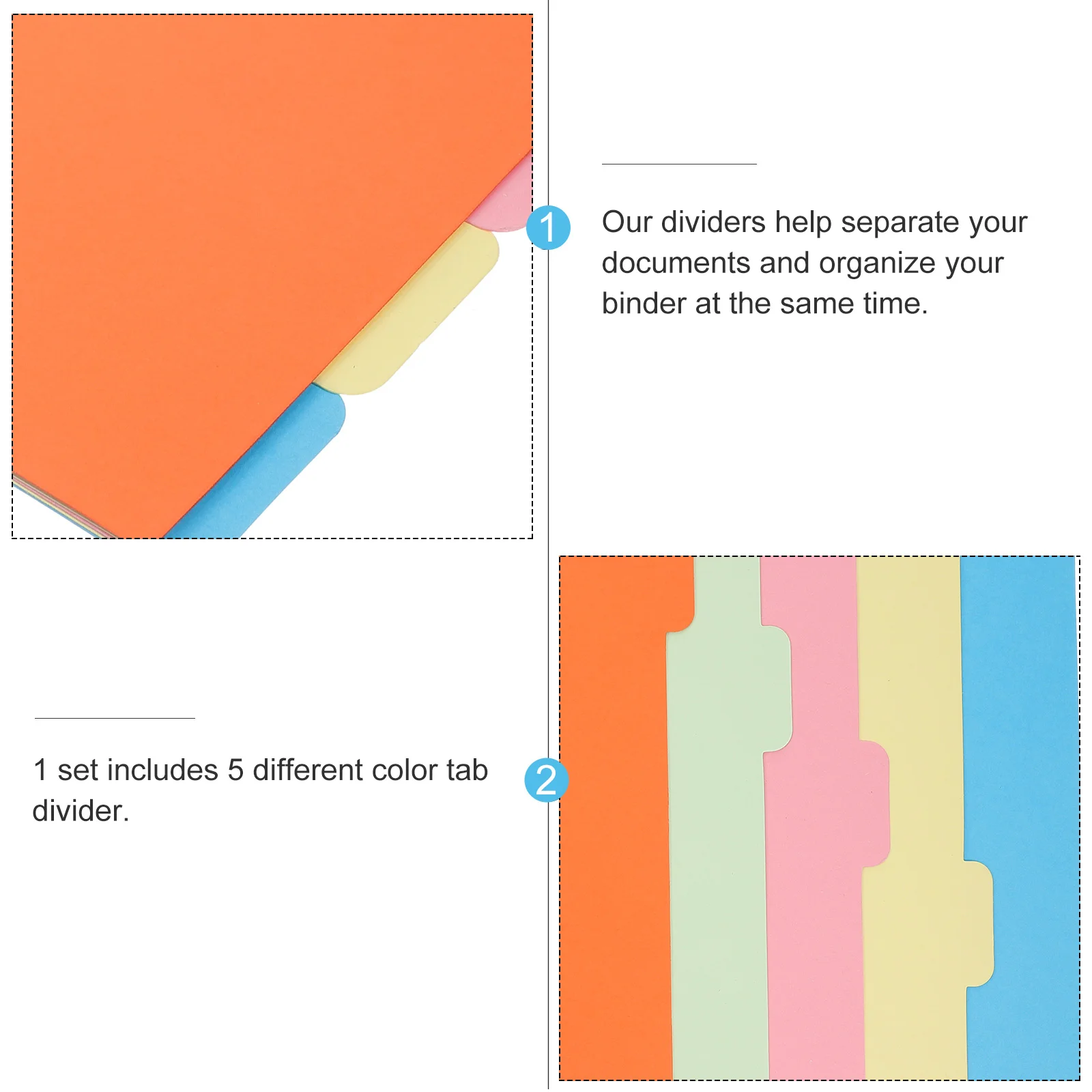 5 Tabs Binder Dividers Insertable Multicolor Notebook with for Binders A5 Colored Index Paper