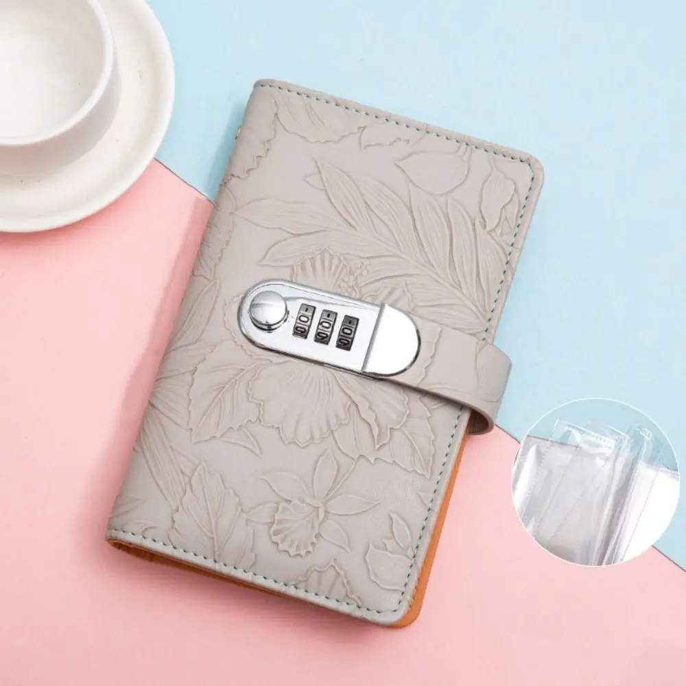 50Sheets Saving Money Binder PU Leather Emboss Flower Budget Binder with Lock Cash Envelopes Refillable Planner Organizer