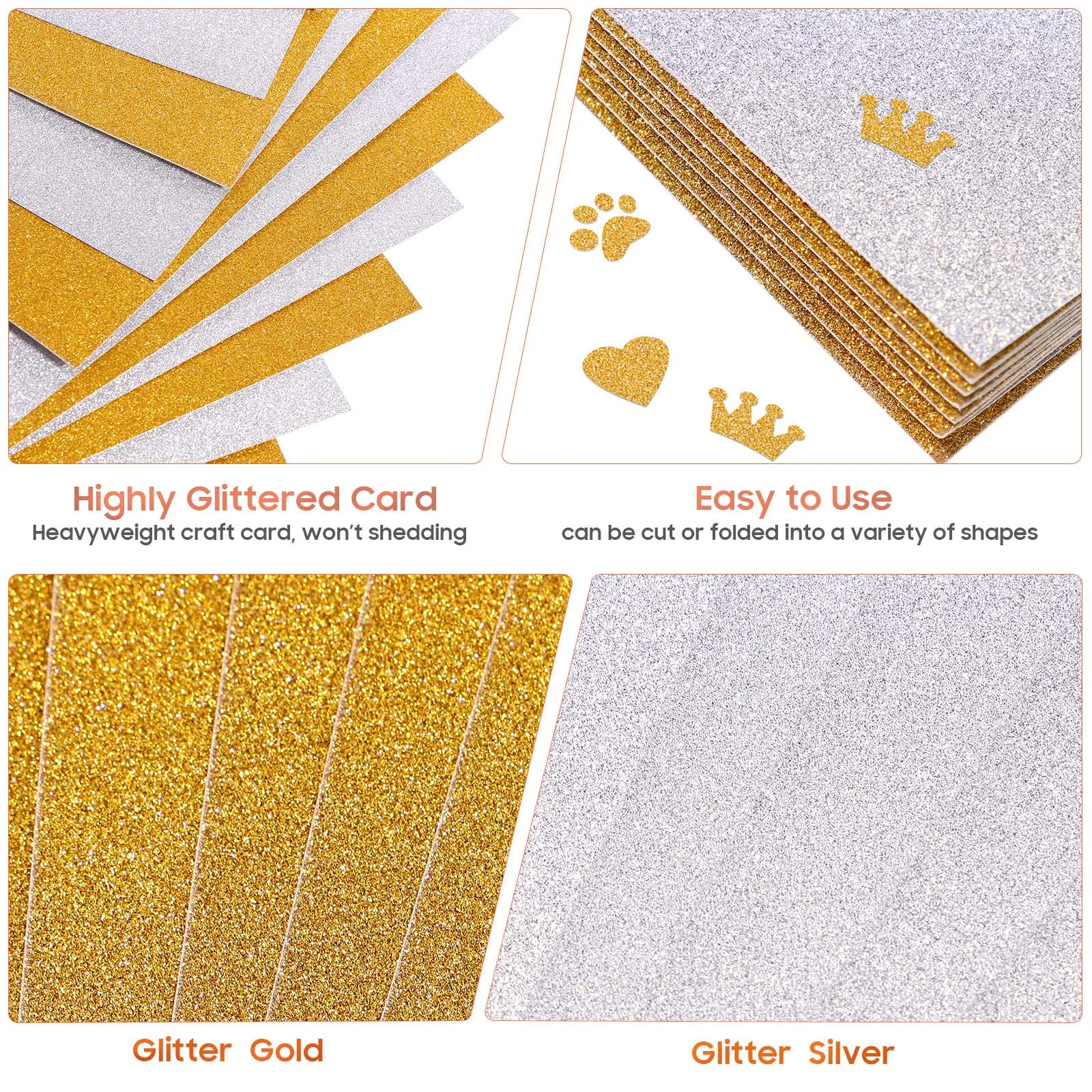 10pcs Colored Glitter Paper Durable Finish For Projects Craft Supplies Shiny Cardstock Sheets Sparkly Material Crafts