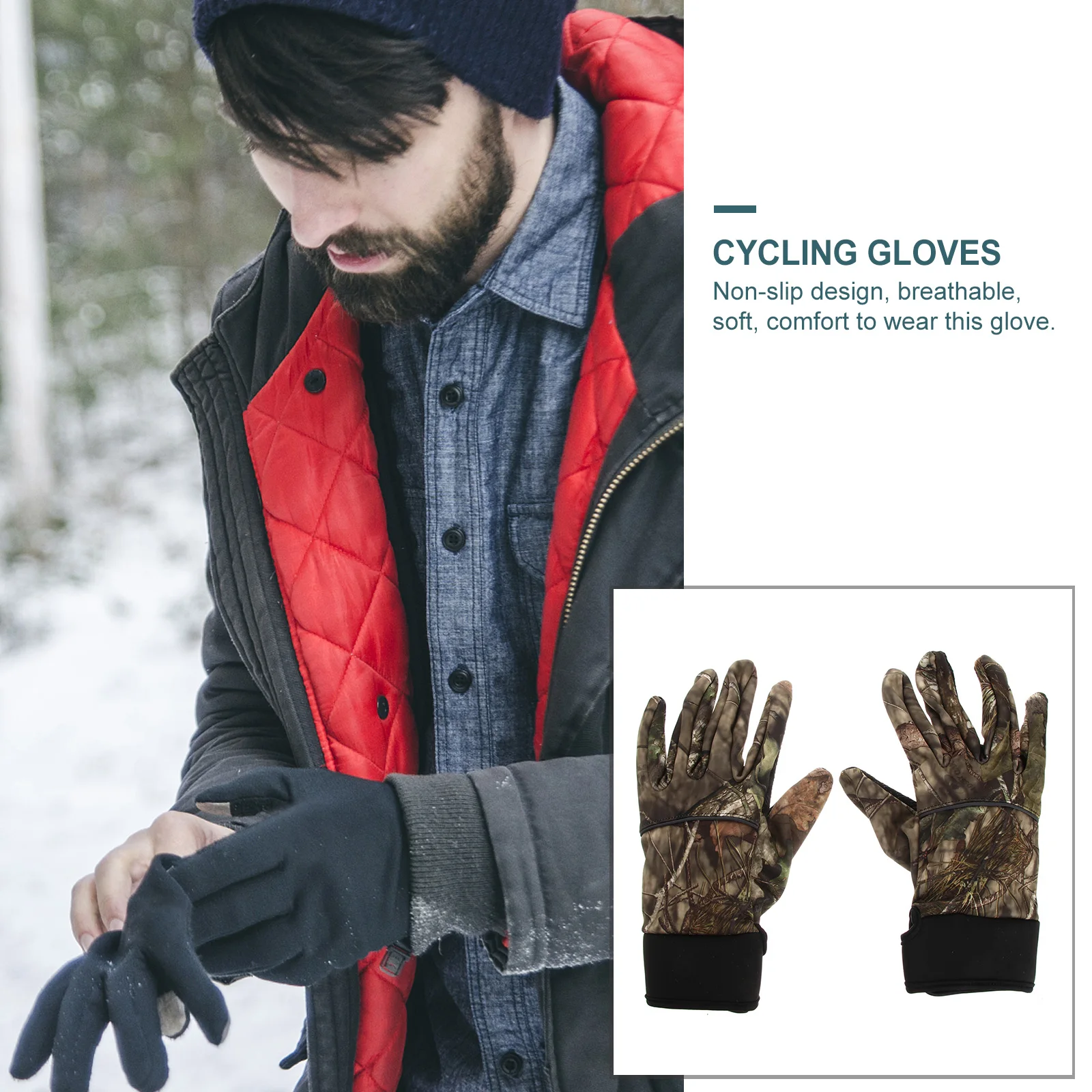 

Riding Insulated Gloves Camo Warm Winter Cycling Windproof Nylon Thermal Ultraviolet Light