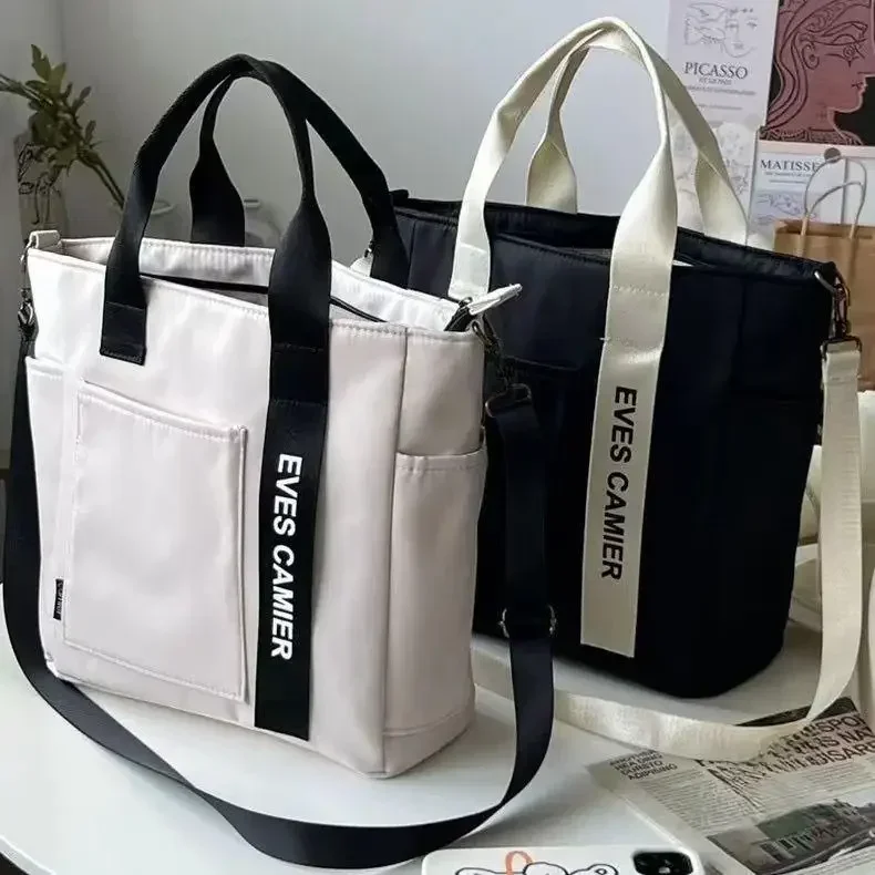 Neue Casual Tote Große Kapazität Schulter Tasche Nylon Wasserdichte Leinwand Handtasche Einfache Mode Messenger Taschen für Schülerin – Detail 13