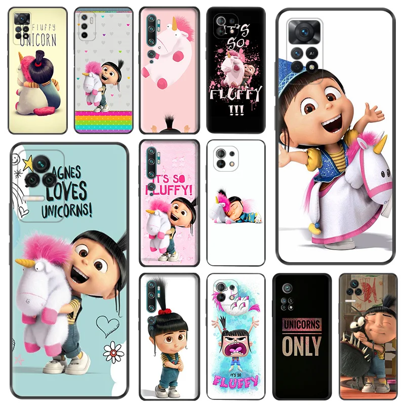 Phone Case For Redmi 10C 10A Note 11 Pro 10 10s 11s My Fluffy Unicorn Agnes Xiaomi 10t 11t Lite Black Soft Protective Cover