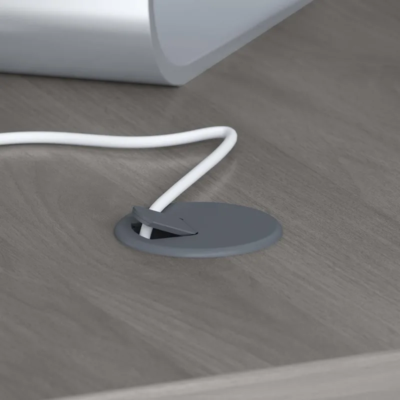 L Shape Bow Front Desk Charcoal Maple Modern Computer Desk Perfect for Home or Professional Workspace Style meets functionality