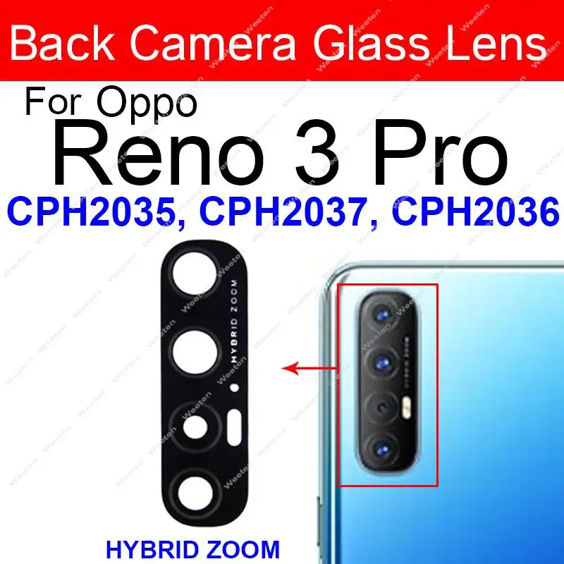 Back Camera Glass Lens For Oppo Reno ACE 2 3 4 Pro 4SE 4Z 4F 4Lite 4G 5G Rear Camera Lens Glass with Sticker Replacement