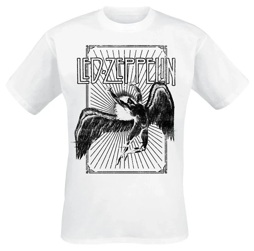 Icarus Colour Led Zeppelin Band T-Shirt 100% Cotton Graphic Tee Men Women Summer Streetwear Top
