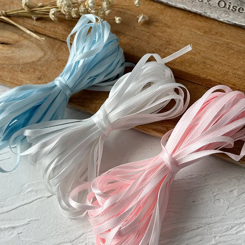 Ruban de soie coloré 3mm X10m, corde tressée, ruban décoratif, accessoires de vêtements de poupée faits à la main