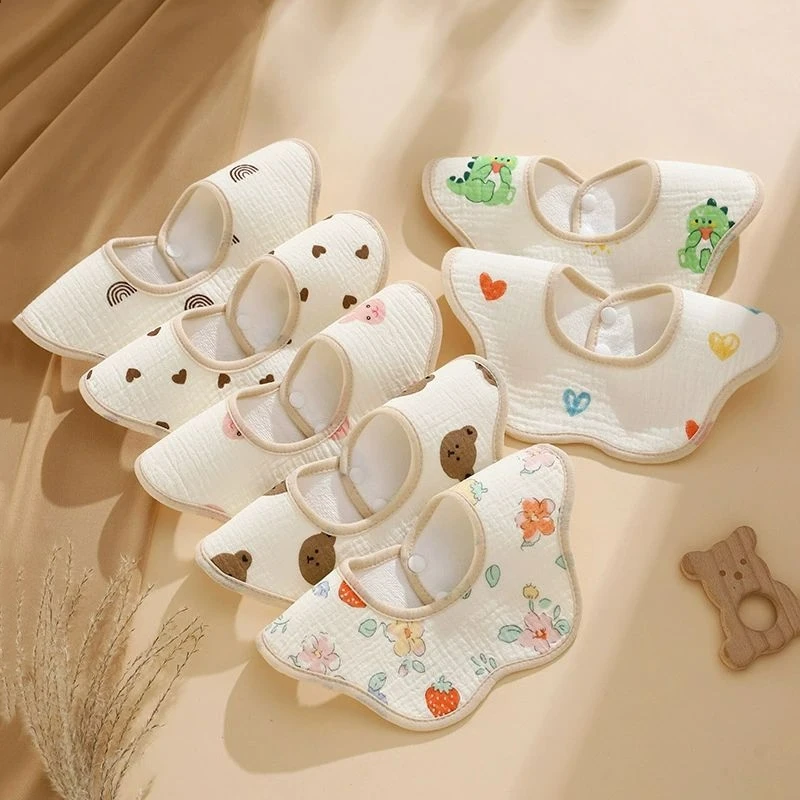 Waterproof Cotton Gauze Baby Bibs New Absorbent Saliva Towel Newborn Burp Cloths Bandana Scarf for Boys Girls Feeding Bibs