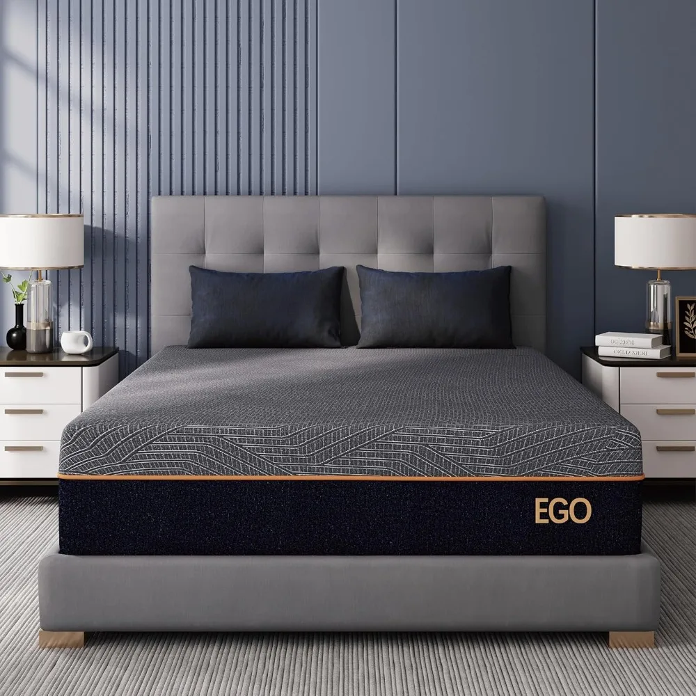 

EGOHOME 12 Inch Cal King Memory Foam Mattress for Back Pain, Cooling Copper Gel Bed in a Box, Foam Made in USA, CertiPUR-US Cert
