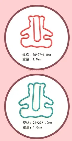 20pcs Colorful Bear Paper Clips Cartoon Paper Clips Metal Bookmarks Stationery Cute Paper Clips