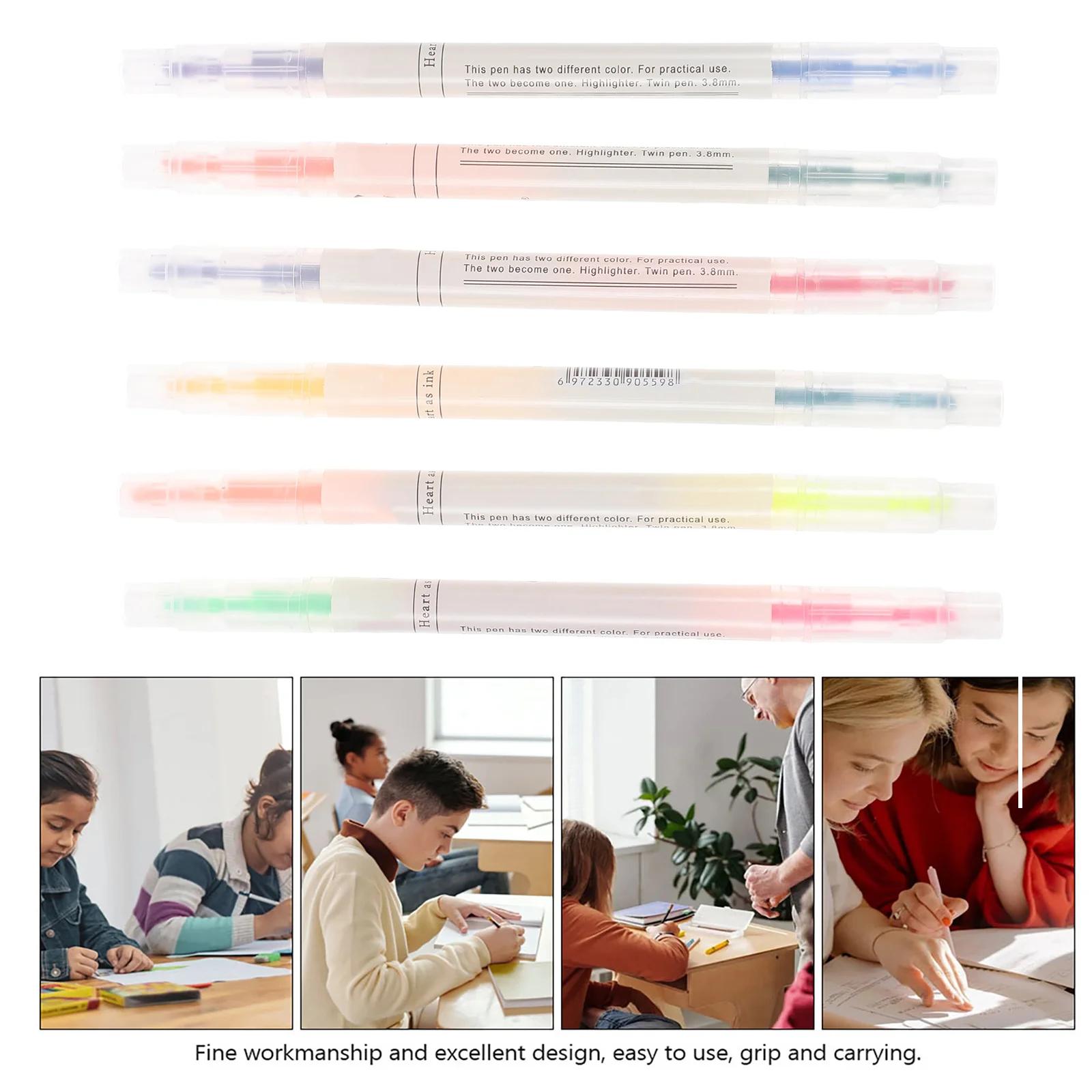 

6 шт., студенческие маркеры, яркие цвета, компактный размер для учебной книги, маркировка, художественные принадлежности, многофункциональные маркеры для ежедневного использования