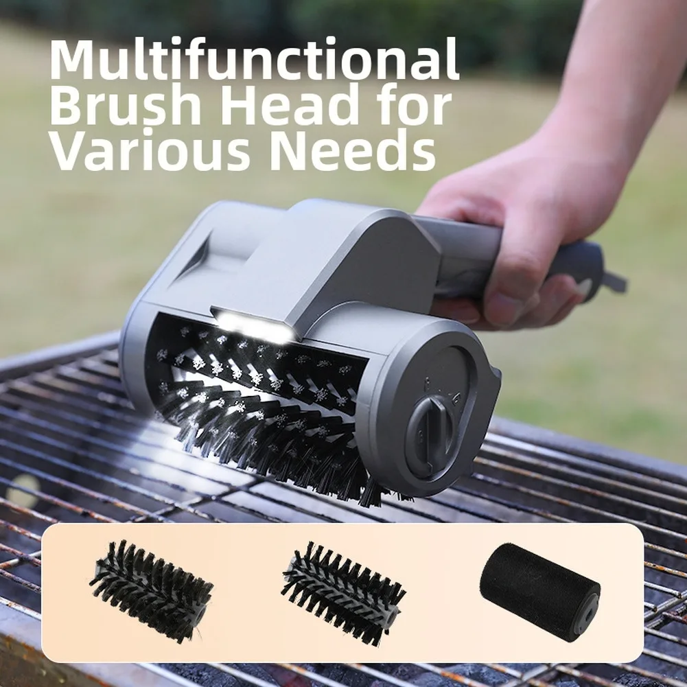 Rechargeable Electric Grill Brush With 3 Brush Head Powerful 2-Speed Cleaner Automatic Rotating Cleaning Brush For BBQ Grates