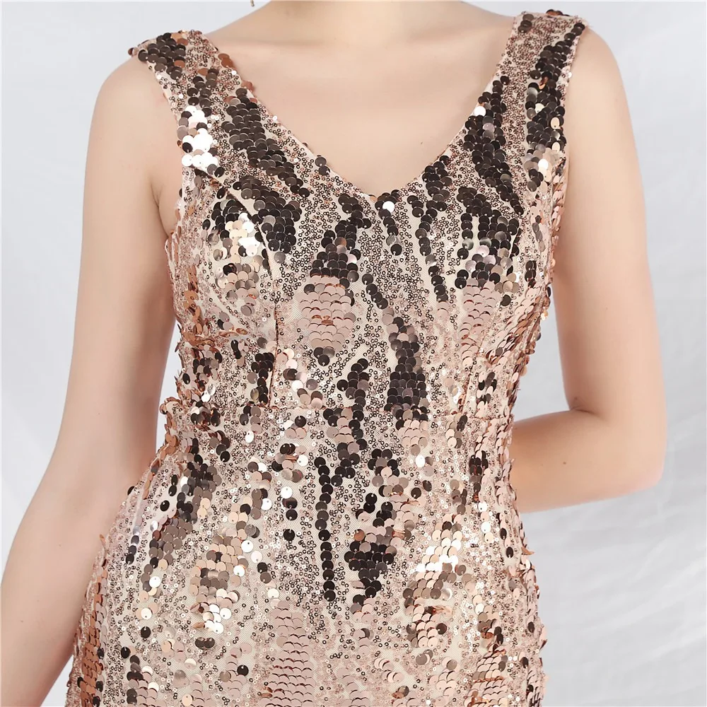 Sparkling V-Neck Sequin Mini Prom Dress for Women Customized