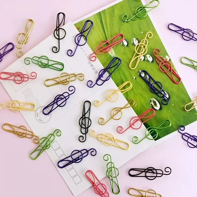 New 30/50/100pcs Colorful Music Note Shaped Paper Clips Decorative Colorful Decor For Office Bookmark Stationery Paper Clip