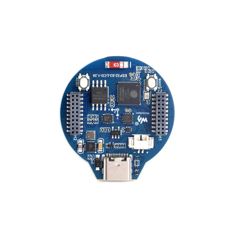 บอร์ดพัฒนา ESP32-S3, โปรเซสเซอร์แบบดูอัลคอร์ 32 บิต LX7, รวมชิปไดรเวอร์จอแสดงผล GC9A01, พร้อมจอ LCD ทรงกลม IPS ขนาด 1.28 นิ้ว