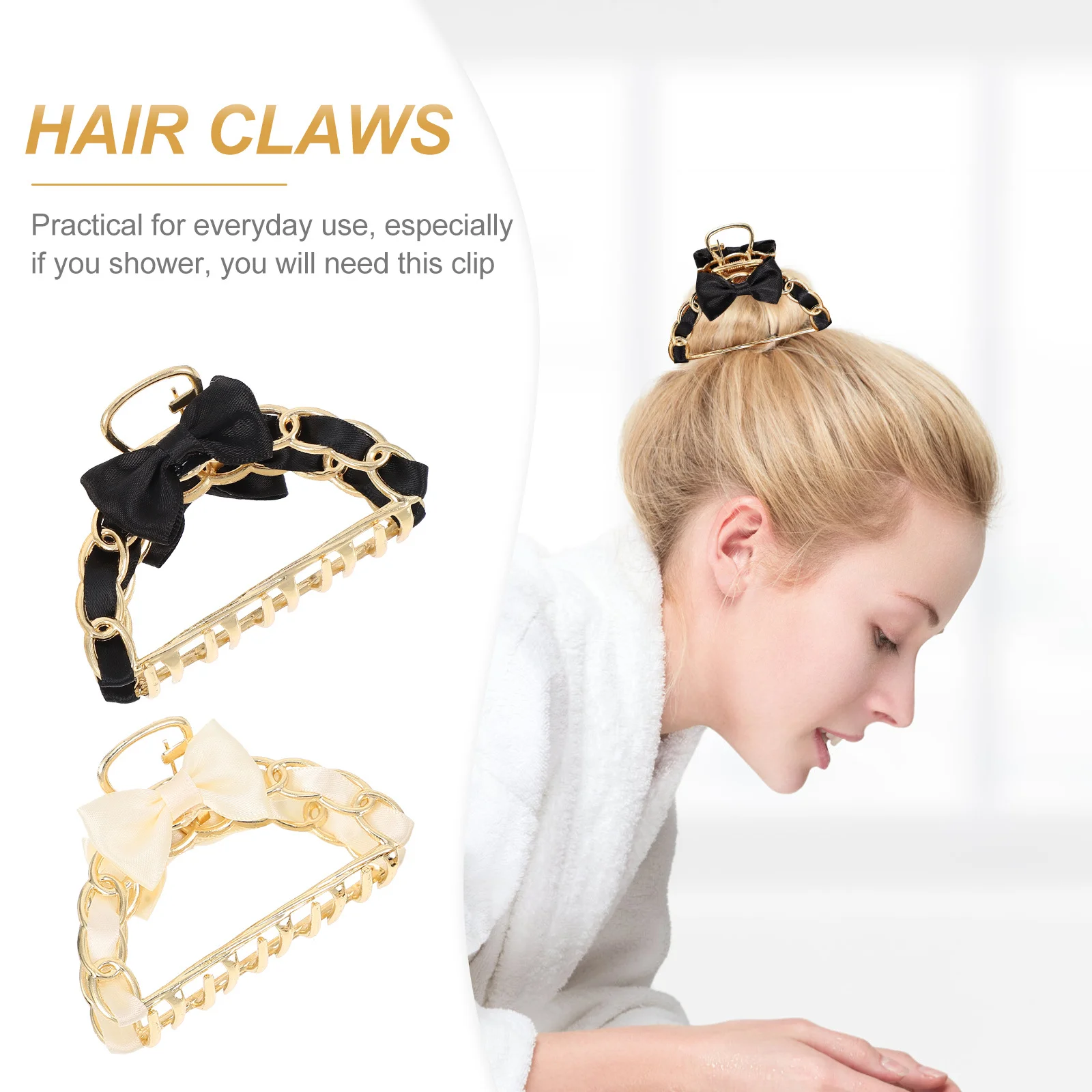 

1Set Large Size Hair Clips Bow Decor Stylish Headdress for Women Elegant Appearance Hair Clips Stylish Headdress