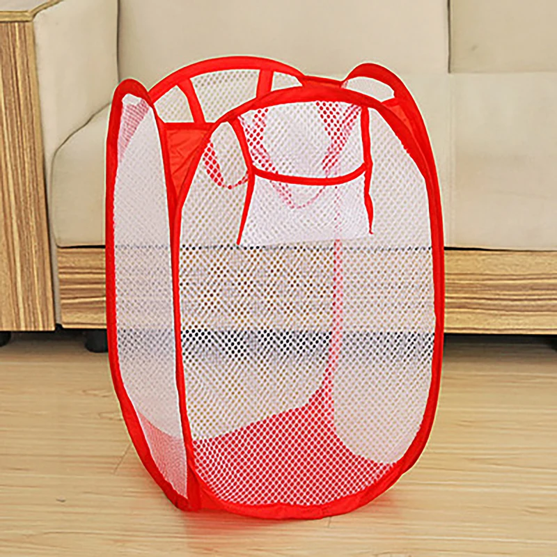 Folding Laundry Hamper Cartoon Pop Up Basket Open Mesh Laundry Dirty Sorting Basket Kids Toys Sundrie Home Storage Box Pouch