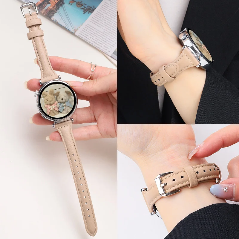 Slim Leather straps For Samsung Galaxy watch 7/FE/6/5/5 pro/4 Classic/active 2 20mm 22mm sport bracelet Huawei watch GT 4-3 band