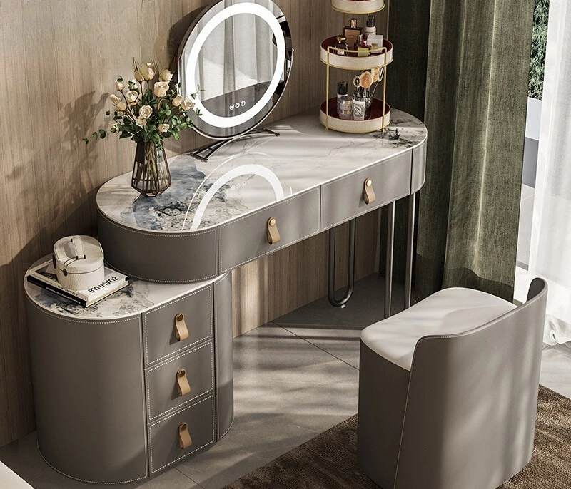 

Slate dresser light small apartment master bedroom modern storage cabinet integrated new saddle leather makeup table