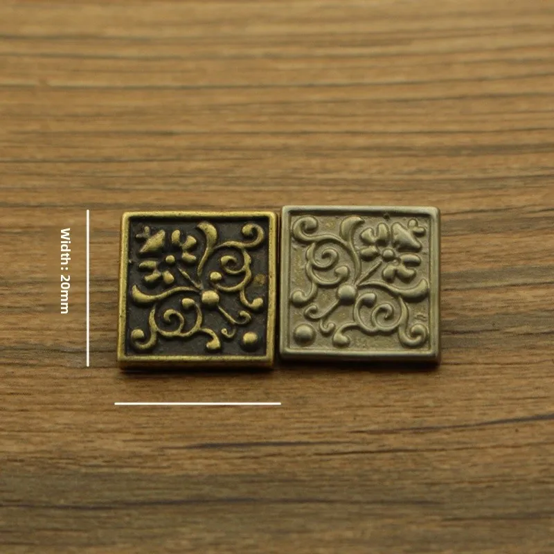 botoes-decorativos-de-tecido-em-latao-amarelo-bronze-artesanal-com-motivo-floral-quadrados-quatro-botoes-para-diy-roupas