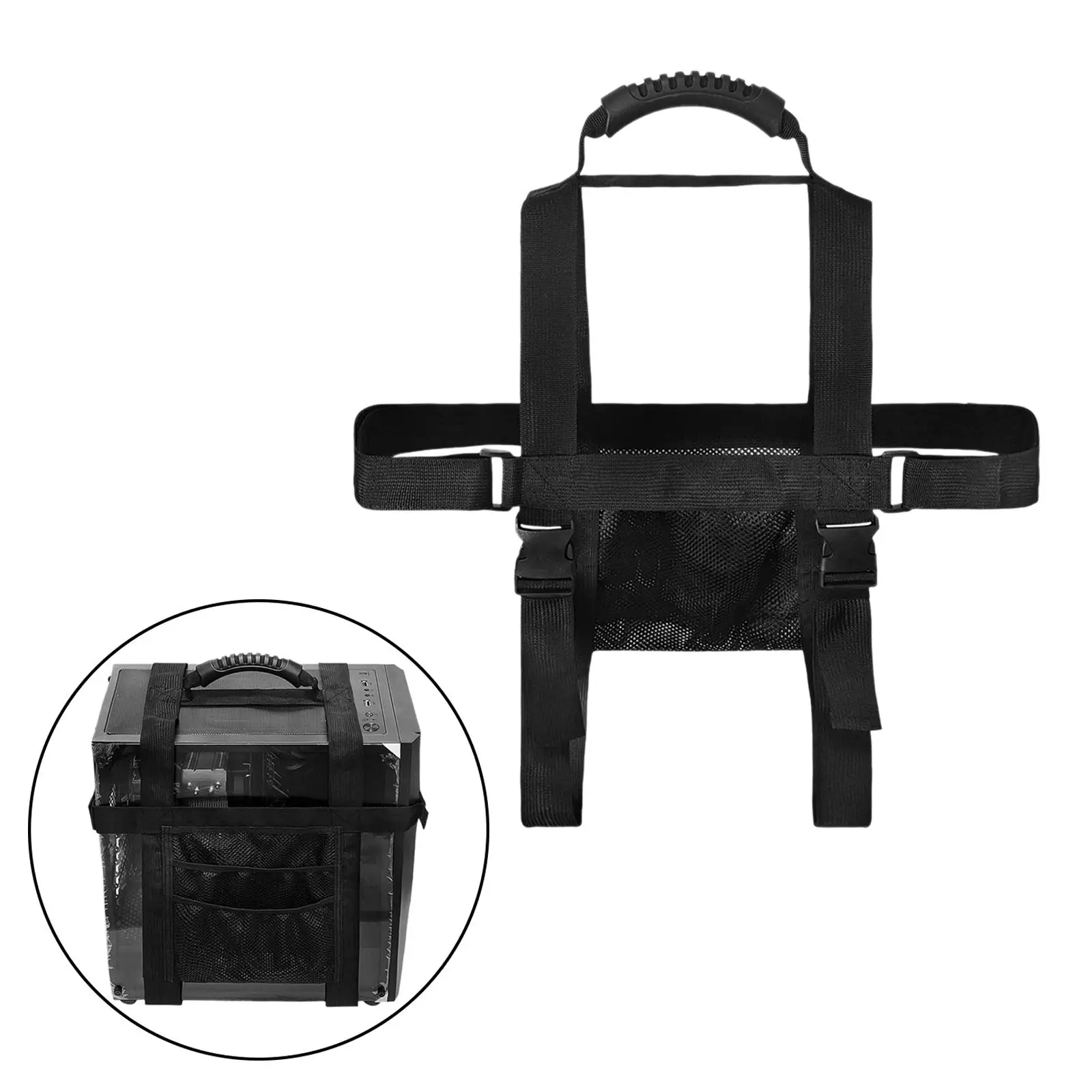 PC Tower Carrying Strap Desktop Computer Tower Carrier Harness Sturdy Ideal for Transporting on The Go with Handle with Pockets