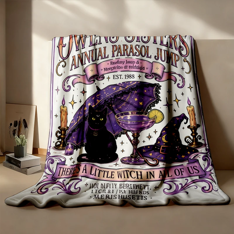 Witchy Sisterhood Flannel Blanket, The Owens Sisters Annual Parasol Jump Flannel Throw, Owens Sisters Apothecary