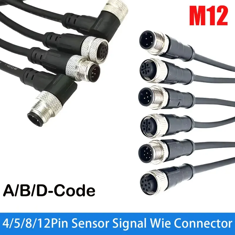 IP67 M12 A/B/D-type Aviation Plug Cable Waterproof 4 5 8 12Pin Sensor Signal M12 Male Female Shielded Waterproof Connector Line
