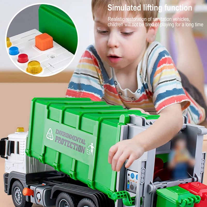 Garbage Truck Toys For Boys Garbage Truck Toys Metal Diecast Friction Powered Toy Garbage Truck With Light And Sounds Toys