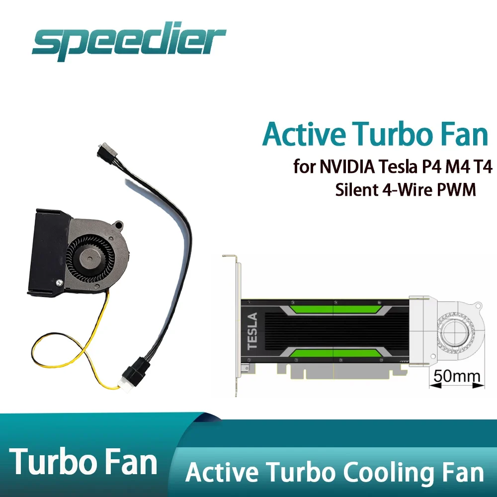 

Speedier Modified Active Turbo Cooling Fan for NVIDIA Tesla P4 / M4 / T4 GPU, Silent 4-Pin PWM