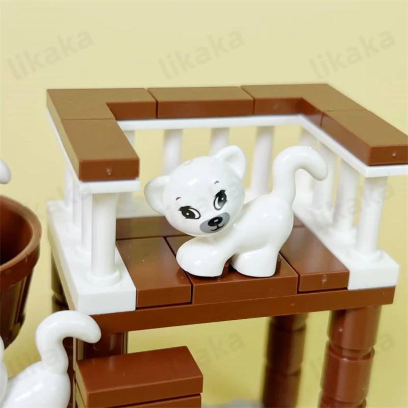 MOC Cattery Building Blocks Toys for Kids City Cats House Set Farm Blocks for Girls Boys Birthday Gift DIY Toy Cat Bed Bricks