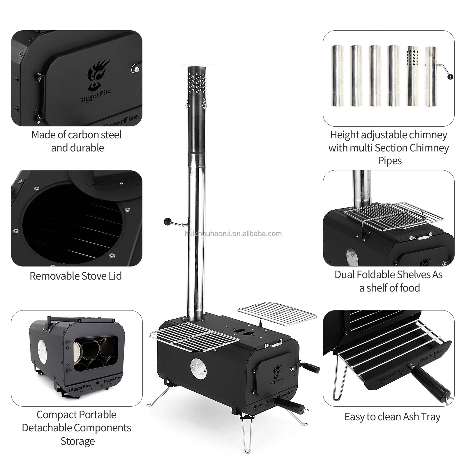 Wholesale Foldable Portable Winter Camping Cooking Outdoor Hot Heating Wood Burning Tent Stove