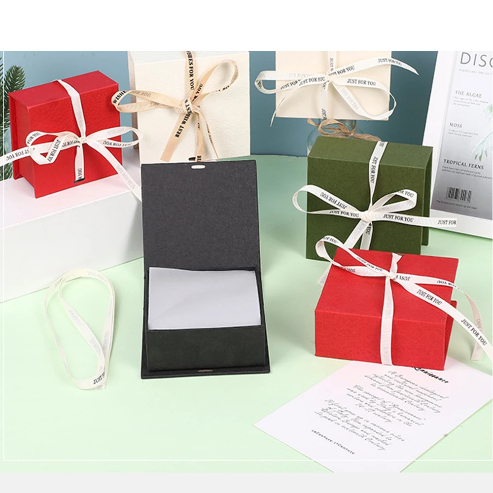 Jewelry Gift Packaging Box Bowknot Ribbon Flip Book Shaped Storage Box Ring Earring Brooch Necklace Bracelet Packaging Boxes