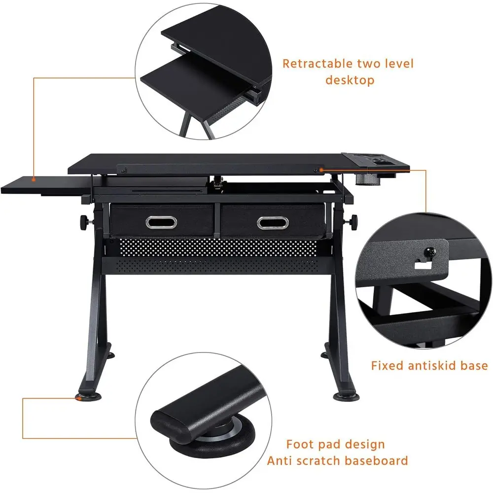 Drafting Table for Artists, Height Adjustable Drawing Draft Desk, Tiltable Tabletop, Art Craft Work Station with Extra Board for Diamond Painting Sewing Graphic Designere view 6