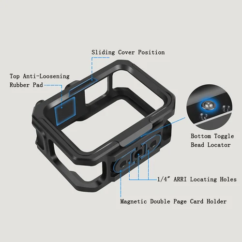 Imagen 2 del producto Funda con marco de aleación de aluminio para GoPro 13, 12, 11, 10, 9, carcasa protectora de zapato doble para Go Pro Hero 13, 12, 10, 11, 9, accesorios