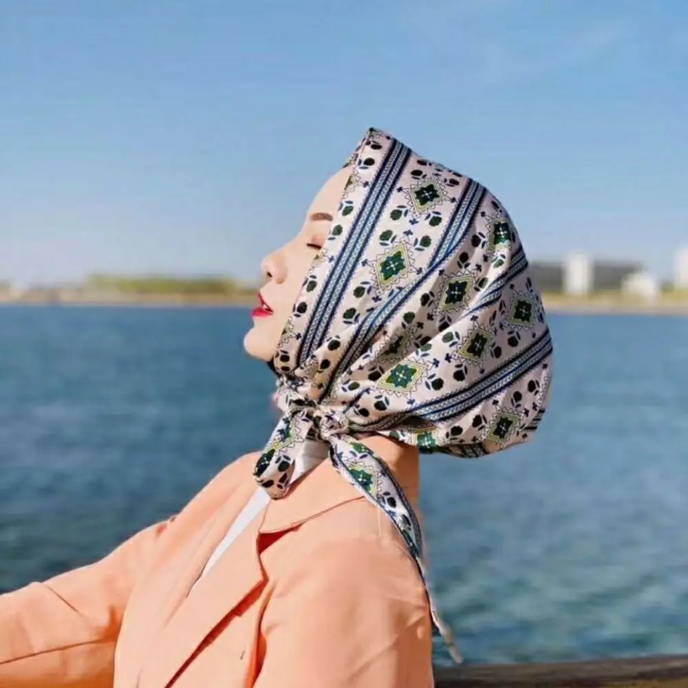 

Fashion Simulation Silk Muslim Turban Sun-Resistant Soft Baotou Hat Breathable Islamic Hat Women