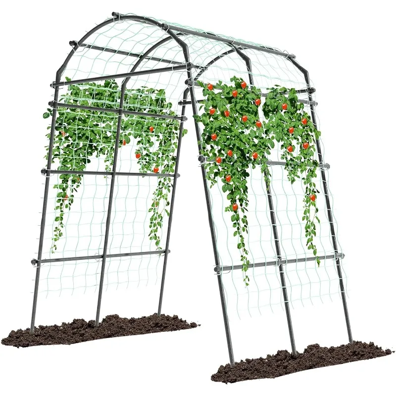 

7.22ft High Garden Trellis, Garden Arch Tunnel for Climbing Plants (Black)