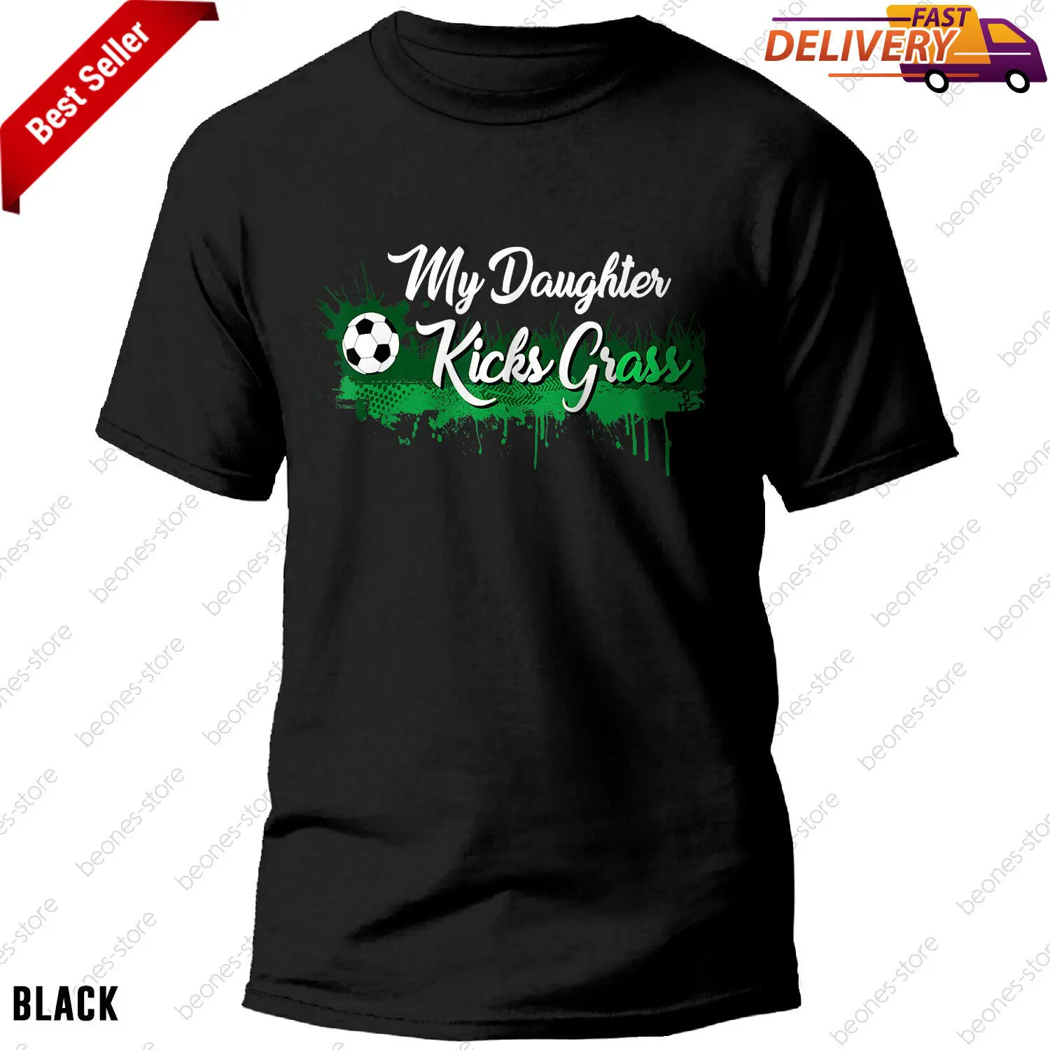 

Funny Soccer Dad Mom Gift My Daughter Kicks Grass Gift T-Shirt, Tee Gift