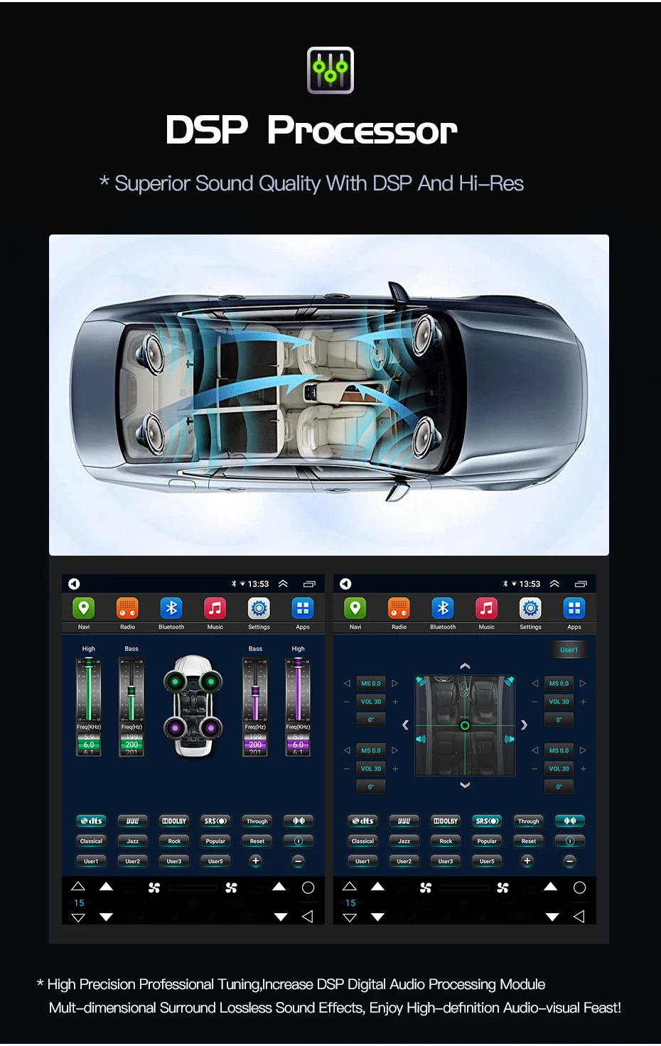 Android 14 Auto Für Ford Mustang 2015-2020 Tesla Bildschirm Auto Radio Stereo Multimedia Player GPS Navigation DSP 4G WIFI Carplay – Detail 9